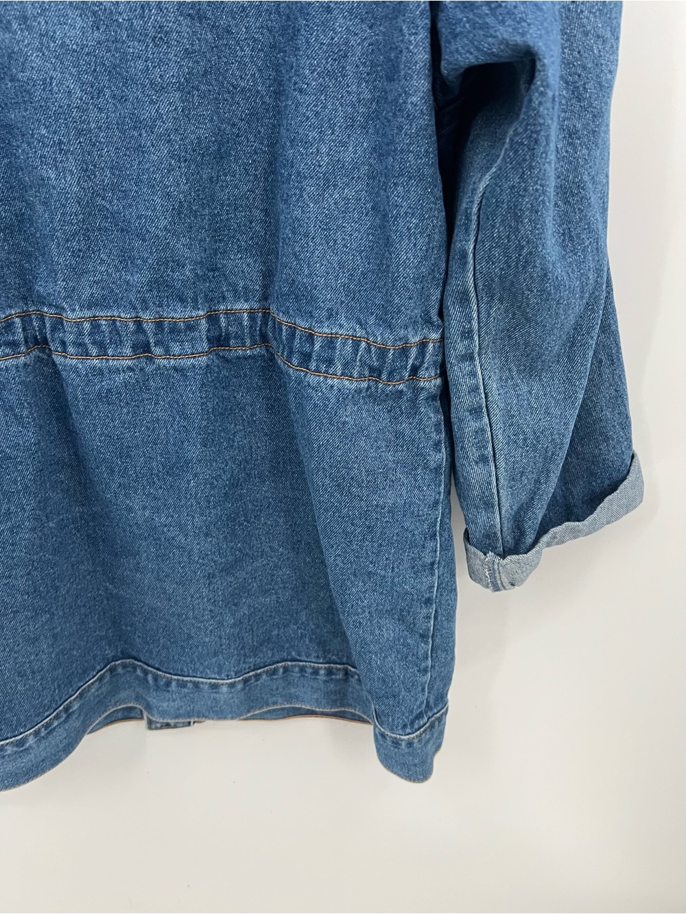 Vintage Disney Blue Denim Hooded Anorak Jacket with Mickey Mouse Patch - Picture 6 of 12